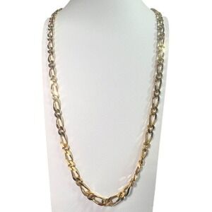 Vintage Monet Chunky Necklace Figaro Chain Link 36" 80g Unisex Gold‎ Tone
